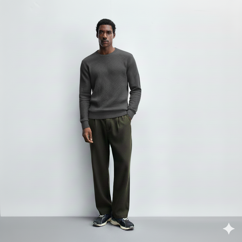 Dark gray Waffle Knit SweatShirt