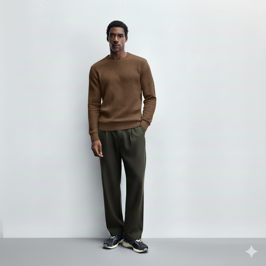 Brown Waffle Knit SweatShirt